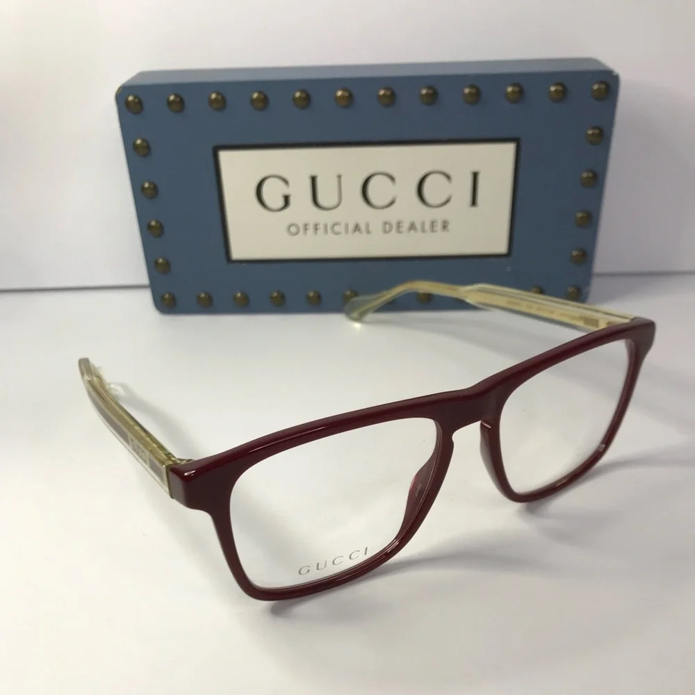 Gucci Men GG0561ON 003 Red CRYSTAL Rectangle/Square Eyeglasses